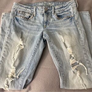 ‼️SALE ‼️ 2009 🌟 American Eagle Skinny Light Blue Distressed Jeans 👖